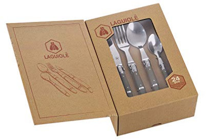 LAGUIOLE - Ménagère 24 pièces - acier inoxydable, Manche en ABS - gris taupe - Couteaux, Fourchettes, Cuillères - Acier inoxydable - Gris taupe