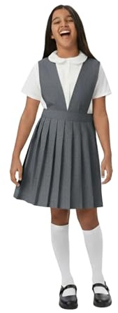 French Toast - Casual Dress - V-Neck Pleated Jumper - Solid - Sleeveless Girls 4 Years Heather Gray