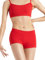 Capezio Team Basic Pantaloncini da Donna a Taglio Corto da Ragazzo, Vita Bassa, Rosso, M