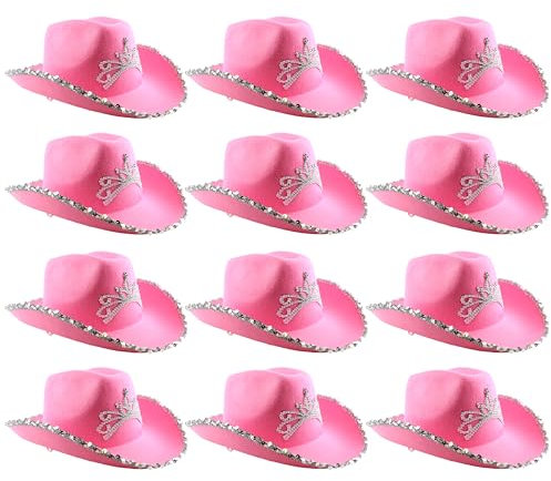 ILOVEFANCYDRESS Un chapeau de cowgirl rose avec un diadème sur le devant pour adulte. Ideal pour les enterrements de vie de jeune fille. (X12)