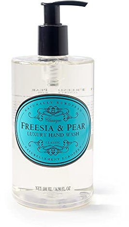 Naturally European Freesia & Pear Luxury Hand Wash, Cleanse & Moisturise - 500ml | Natural Soap Ideal for Sensitive Skin | Hand Soap, Liquid Hand Soap, Liquid Soap