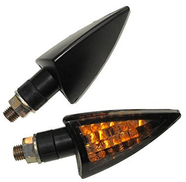 Motorrad Mini Blinker LED Rob schwarz getönt E-geprüft M10 für z.B. Honda, Yamaha DT 125, Suzuki, Triumpf
