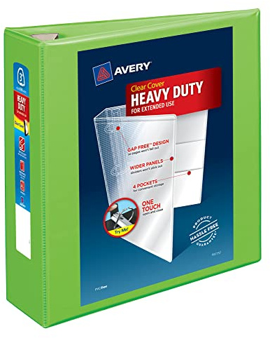 Avery Heavy-Duty View 3 Ring Binder, 3 One Touch EZD Rings, 670-Sheet Capacity, 3.5 Inch Wide Spine, Great for Home, School Supplies, Office, or Organization Needs, 1 Chartreuse Binder (79779)