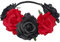 DreamLily Women's Hawaiian Stretch Rose Flower Headband Floral Crown for Garland Party BC12 - black - One Size