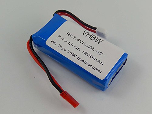 vhbw Akku kompatibel mit Wltoys V666 Quadrocopter Drohne Multicopter Quadrocopter (1200mAh, 7,4V, Li-Ion)