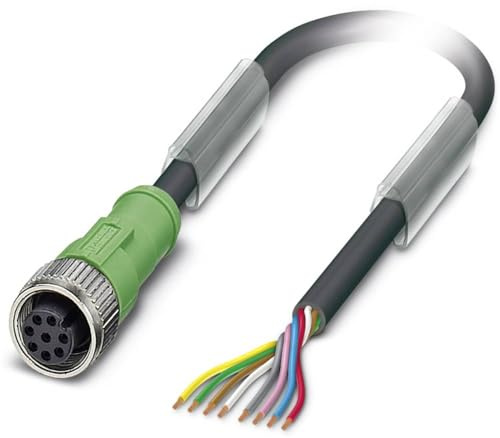 PHOENIX CONTACT SAC-8P-1.5-PUR/M12FS Sensor/Aktor-Kabel, 8 Polig, PUR Halogenfrei, 1.5m Kabellänge, Schwarzgrau