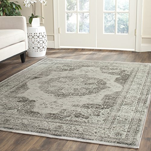 SAFAVIEH Vintage Collection Area Rug - 6'7 x 9'2, Grey & Multi, Oriental Traditional Distressed Viscose Design, Ideal for High Traffic Areas in Living Room, Bedroom (VTG158-770)