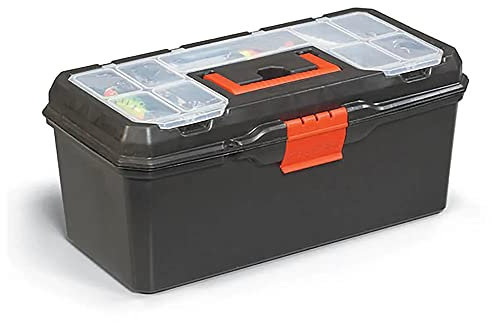 10911 16 Plastic Lockable Tool Box with Handle Tray & Compartment Storage 400 x 220 x 180 mm