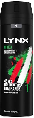 Lynx Africa Mens Fragrance, Aluminium Free Masculine Body Spray Deodorant, Fresh And Long Lasting Odour Protection, Large 2 Month Supply , 200ml