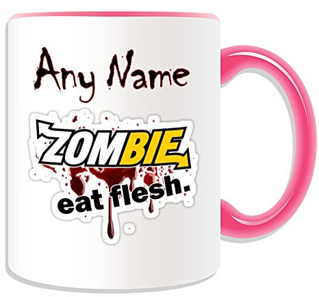 Unigift personalisierbares Geschenk – Zombie Eat Flesh Tasse (gruseliges Design Farbe) – jeder Name Nachricht einzigartig – Evil Outbreak Undead Walking Dead Voodoo Bloody Apocalypse Subway Blood
