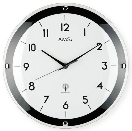 AMS Unisex Wanduhren Analog Funk Mineralglas Glas 5906 by AMS