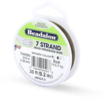 Beadalon Stringing Wire, .015 in / 0.38 mm, Stainless Steel | Nylon-Coated, Polished Finish, Tarnish-Resistant, 30 ft DIY Jewelry Making, & Everyday Bead Stringing Projects, Made in USA