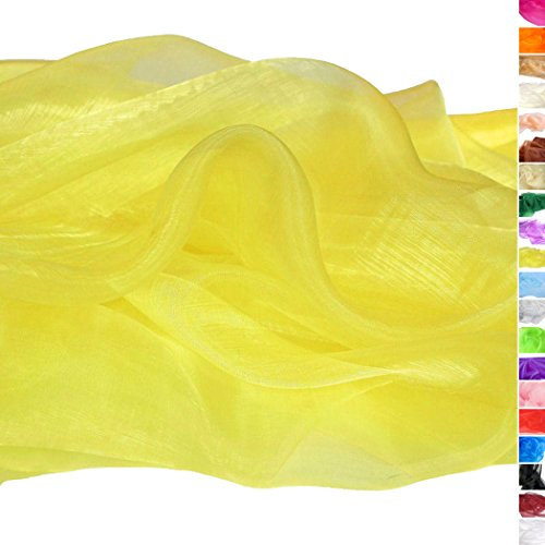 TOLKO 1m Organza Stoffe zum Nähen Meterware | Hauch Zart, Fein, Durchsichtig | zum Dekorieren Basteln 145cm breit | leichter Glanz Stoff für Gardine Vorhänge Tischdecken Deko Schals (Gelb)