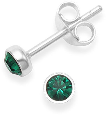 Heather Needham Sterling Silver Green Cubic Zirconia Earrings - Emerald Green Cubic Zirconia stud earrings - SIZE: 4mm. Gift Boxed 5554EM
