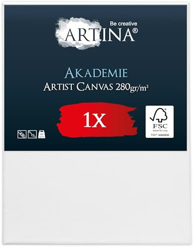 Artina Canvas Toile Peinture Grand Format 80x100 cm – Tableau Peinture Châssis Entoilés en Bois FSC© – Tableau a Peindre Blanche 100% Coton 280g/m² – Toiles à Peindre Stable Akademie