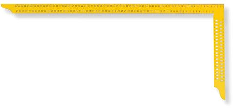hedue® Zimmermannswinkel ZY - Gelber Zimmermannswinkel groß, Zimmererwinkel mit mm-Skala Typ A und Anreißlöcher, Zimmermann Winkel 600 mm