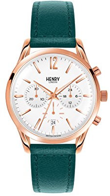 Henry London Unisex Erwachsene Chronograph Quarz Uhr mit Leder Armband HL39-CS-0144