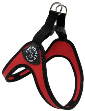 Tre Ponti Geschirr für Hunde, mit Click-Verschluss & schwarzem Rand Rot 2.5