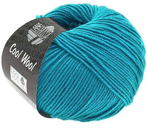 LANA GROSSA Cool Wool Uni | Extrafeine Merinowolle waschmaschinenfest und filzfrei | Handstrickgarn aus 100% Schurwolle (Merino extrafein) | 50g Wolle zum Stricken & Häkeln | 160m Garn FB 2036