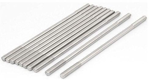 Sourcingmap – M8 x 200 mm Tight varilla de empuje ajustable doble final rosca tuerca tornillo perno 10pcs