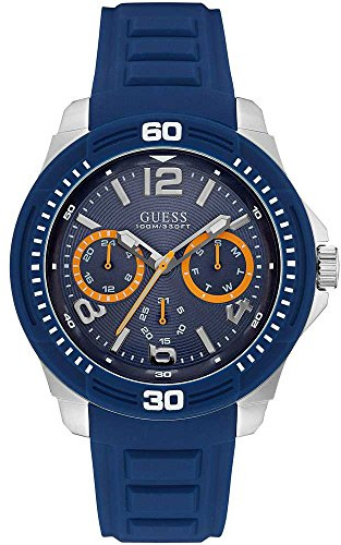 Guess Mens Quartz Watch, Multi dial Display and Silicone Strap W0967G2