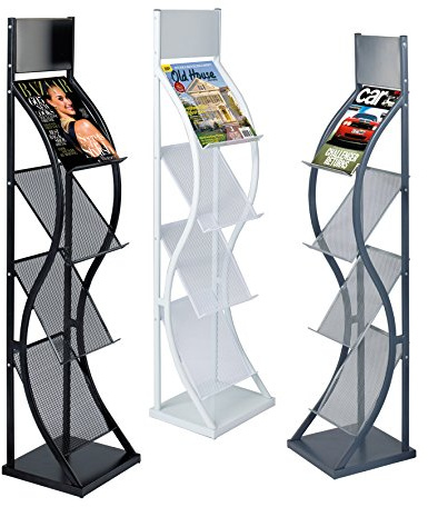 Wonderwall Leaflet Dispenser 4 x A4, Grey, Wall Mounted | Grey shows over half of each leaflet for easy pick up, easy snap together assembly, ideal for reception and waiting areas