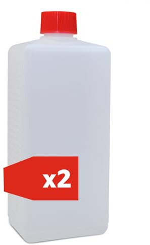 2 botellas vacías de plástico Maier HDPE de 500 ml, botella cuadrada, botella de plástico con tapón de rosca rojo, fabricada en Alemania, apta para alimentos