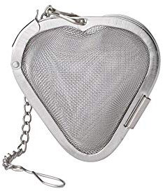 Harold Import Co 40422 HIC Heart Shaped Loose Tea Leaf Strainer and Herbal Infuser, Stainless Steel, Silver
