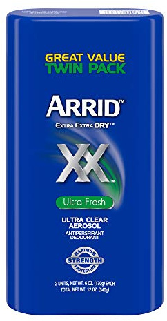 Arrid XX Ultra Clear Aerosol Antiperspirant Deodorant, Ultra Fresh, 6 Oz, Twin Pack