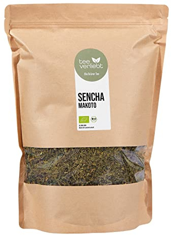 teeverliebt - Grüner Tee Bio SENCHA MAKOTO I reiner grüner Tee lose aus China nach japanischer Art I mild würzig im Geschmack I aus kontrolliert biologischem Anbau I 1000 g