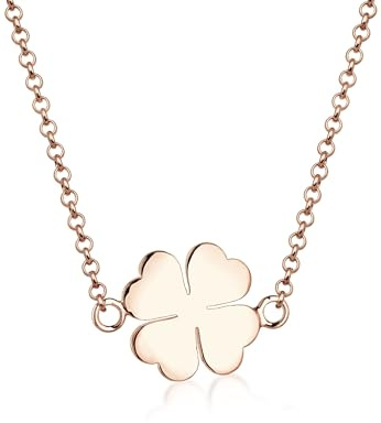 Elli Halskette Silber 925 Rosé 18K Vergoldet Kleeblatt Anhänger Kette Damen Schmuck Geschenke für Frauen Mädchen Mama Freundin, Glücksbringer Silberkette Länge 40 cm
