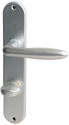 Alpertec 40362030PO Aluminium Türbeschlag Ray II - LS Langschildgarnitur für Badtüren in silber eloxiert WC 78 MM mit Sperrriegel, für Badezimmertüren