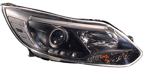 AUTO-STYLE Satz Scheinwerfer TFL-Look kompatibel mit Ford Focus III 2011- - Schwarz - inkl. Stellmotor
