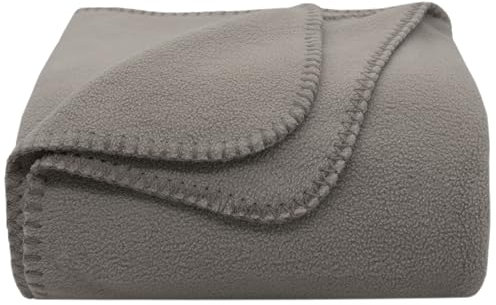 ZOLLNER Kuscheldecke in Taupe - weiche Couchdecke in 130x170 cm - mit Kettelrand - Polyester - waschbar bis 95°C – Hotelqualität - Oeko Tex® Zertifiziert