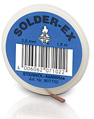 Stannol 907102 Entlötlitze Typ Solder-Ex 2,5mm x 1,6m, Blau