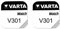 Pile de montre bouton varta 301 SR43SW 1.55v lot 2 piles - Varta, 301, SR43