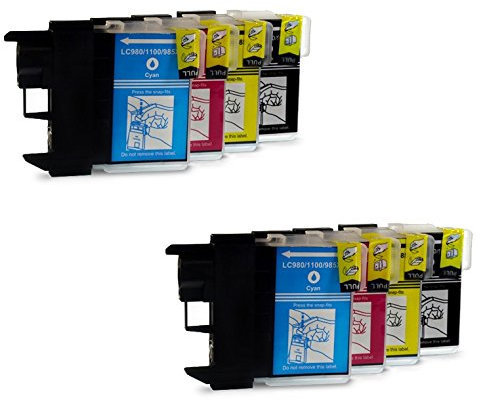 Prestige Cartridge LC1100/LC985 8er Pack Druckerpatronen für Brother DCP J125 J515W MFC J220 J265W J410 J415W DCP 165C 185C 195C 375CW MFC 250C 290C 490CW 670CD 790CW 930CDN schwarz cyan magenta gelb