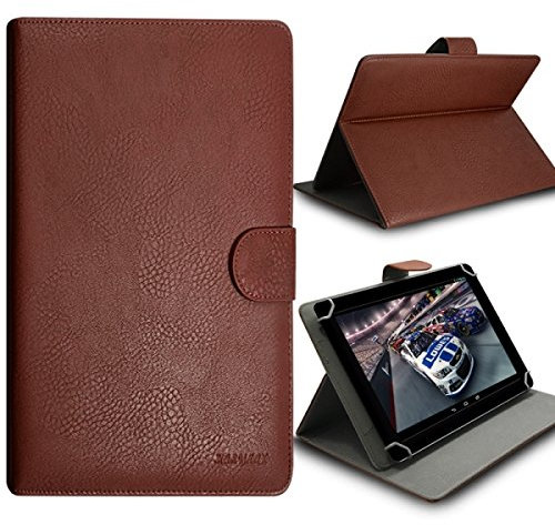 Seluxion Universal M Flip und Ständer Braun Für Tablet Amazon Fire HD 8, NVIDIA Shield (LTE)