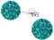 Bungsa Blue Zircon Ohrstecker Discokugel mit Zirkonia Kristallen 8mm aus .925 Sterling Silber