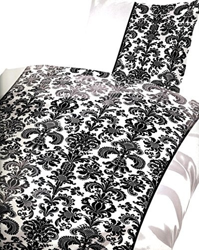 4 teilige Bettwäsche 155x220 cm Microfaser Ornamente Barock schwarz weiß klassisch mit Reißverschluss
