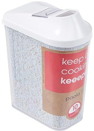 keeeper Schüttdose für Trockenvorräte, Stufenlos verstellbarer Dosierdeckel, Kunststoff, 1 l, 11 x 6,5 x 19 cm, Paola, Weiß