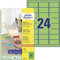 AVERY Zweckform L6033-20 Grüne Etiketten (480 Aufkleber, 63,5x33,9mm auf A4, wieder rückstandsfrei ablösbar, selbstklebende Farbetiketten, Papier matt, bedruckbare, farbige Klebeetiketten) 20 Blatt
