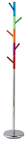Premier Housewares Coat Stand with Acrylic Pegs - Chrome/Multi-Coloured, H173 x W29 x D29cm