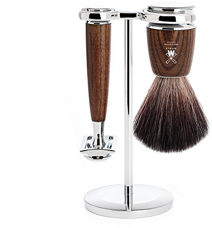 MÜHLE Rasierset - Rytmo Serie - Black Fibre - Rasierhobel - Eschenholz dunkel