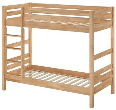Erst-Holz Etagenbett für Erwachsene Stockbett Buche Natur massiv 90x200 Hochbett mit 2 Rollroste 60.17-09