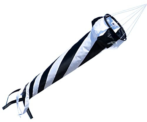 CIM Windsack - Windturbine 90 Black/White - UV-beständig und wetterfest - Ø20cm, Länge: 90cm - inkl. Kugellagerwirbelclip