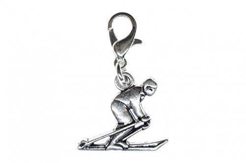 Miniblings Skifahrer Winter Charm Ski Skier Skikurs Silber versilbert | Zum Kombinieren gedacht, gefertigt in Berlin, liebevoll zusammengesetzt