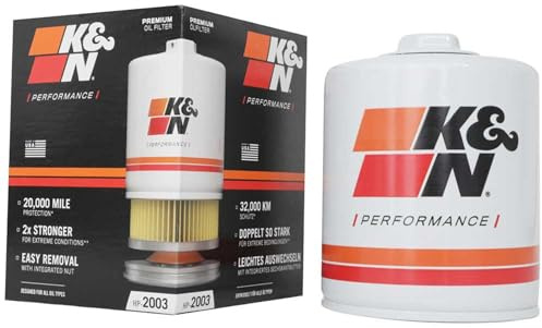 K&N Oil Filter: 20,000 Mile Engine Protection with Wrench Off Nut, HP-2003