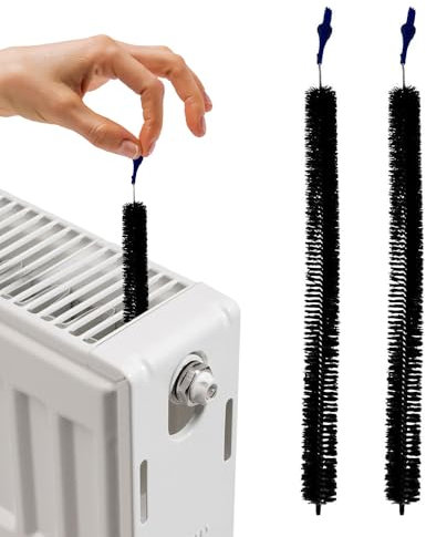 Set of 2 Radiator Brush Long Reach Cleaner - Heater Heating Bristle Dust Cleaning Clean Handle | Long Cleaning Brush 75cm | Get Behind Your Radiators Easily