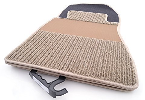 Fußmatten kompatibel mit Mercedes 190 W201 Premium Automatten Autoteppich Original Qualität, Rips Ripsmatten 4-teilig, Beige mit Absatzschoner